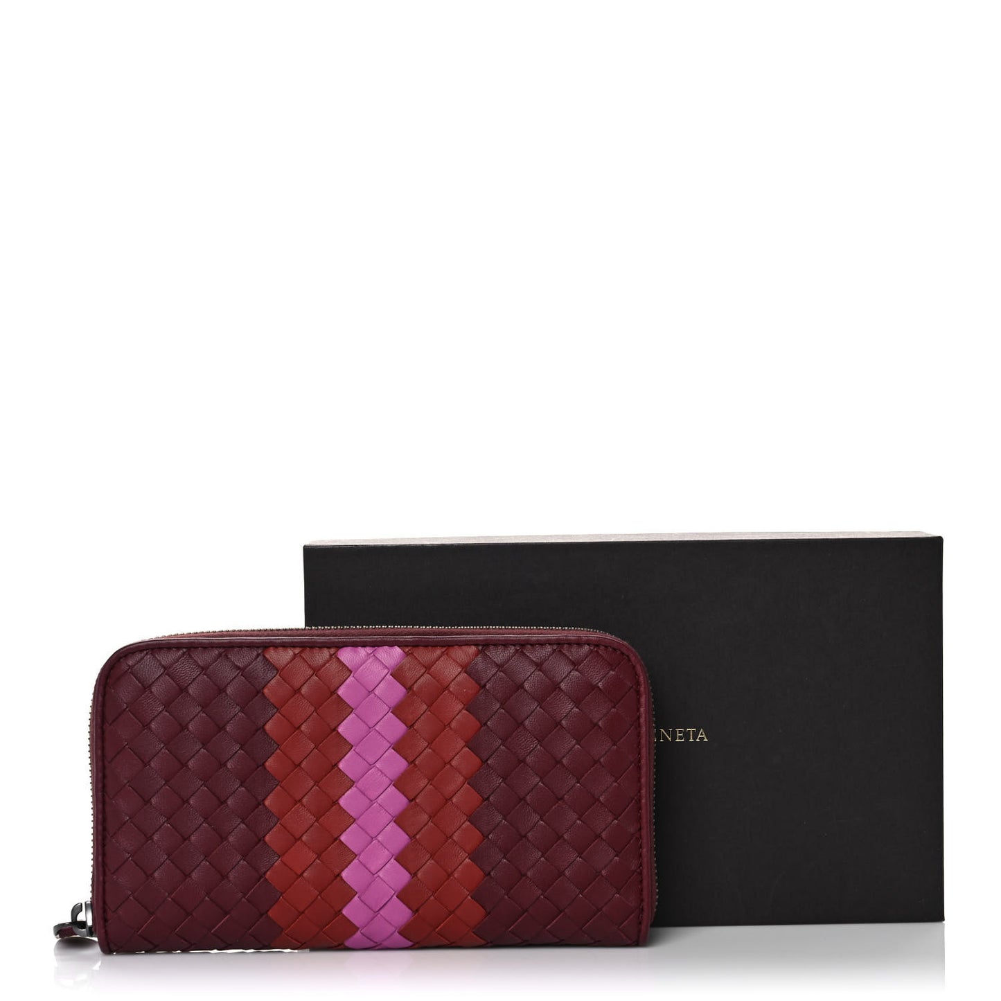 Nappa Intrecciato Zip Around Wallet Opera Pink