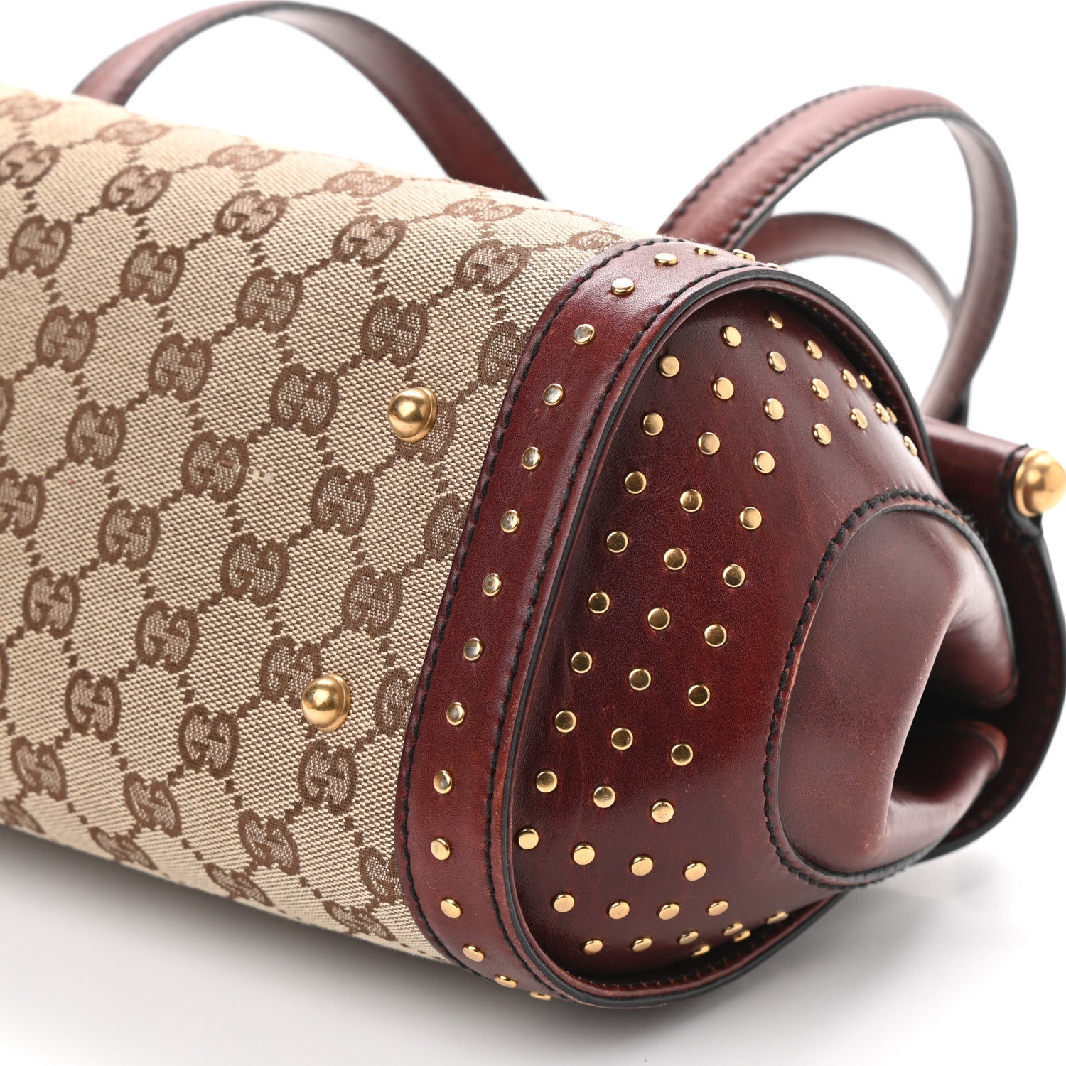 Gucci Monogram Bamboo Bullet Satchel Burgundy 8 of 9