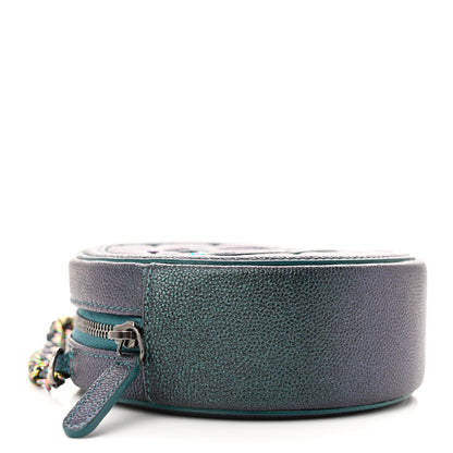 Chanel Iridescent Caviar Quilted Round Filigree Crossbody Dark Turquoise 4 of 11