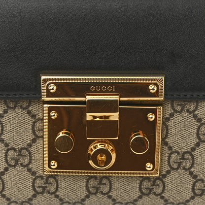Gucci GG Supreme Monogram Calfskin Small Padlock Shoulder Bag Beige Black Cuir 11 of 12