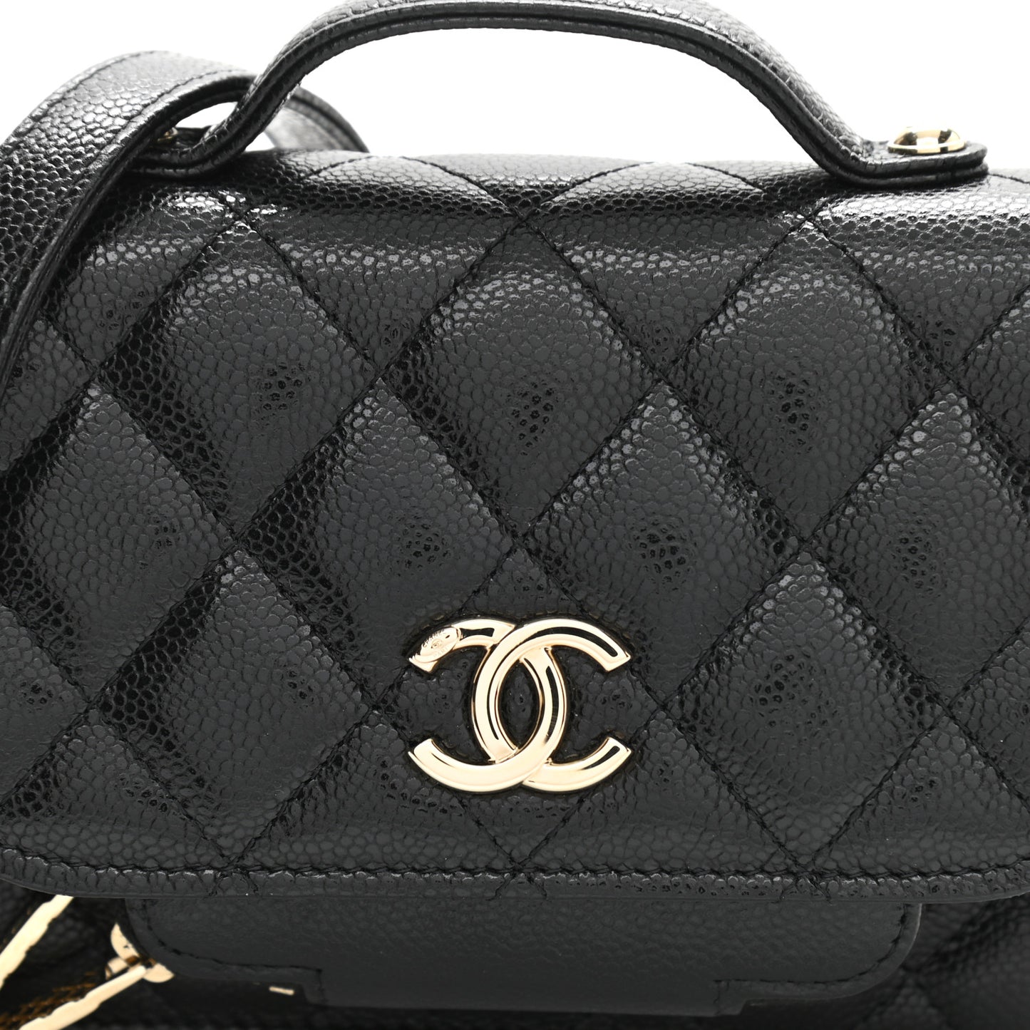 Caviar Quilted Business Affinity Clutch With Chain Black