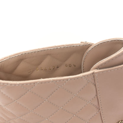 Chanel Shiny Lambskin Quilted Lace Up Combat Boots 40.5 Beige Black 8 of 8