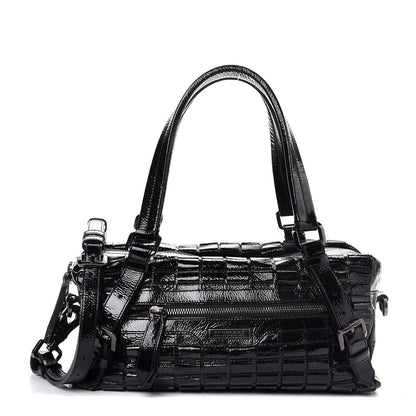 Burberry Patent Cartridge Pleat Tote Black 1 of 15