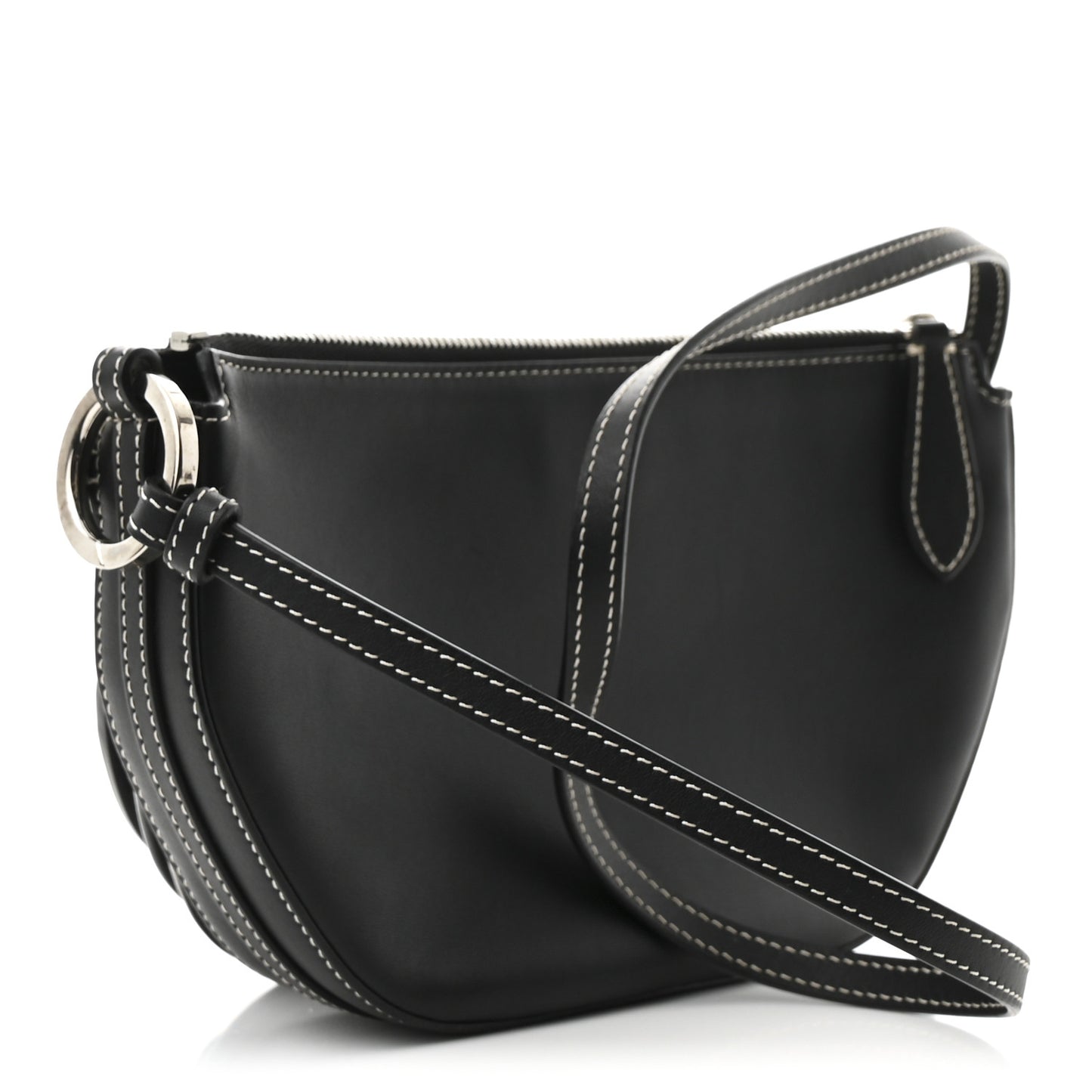 Canvas Horseferry Print Double Olympia Shoulder Bag Black