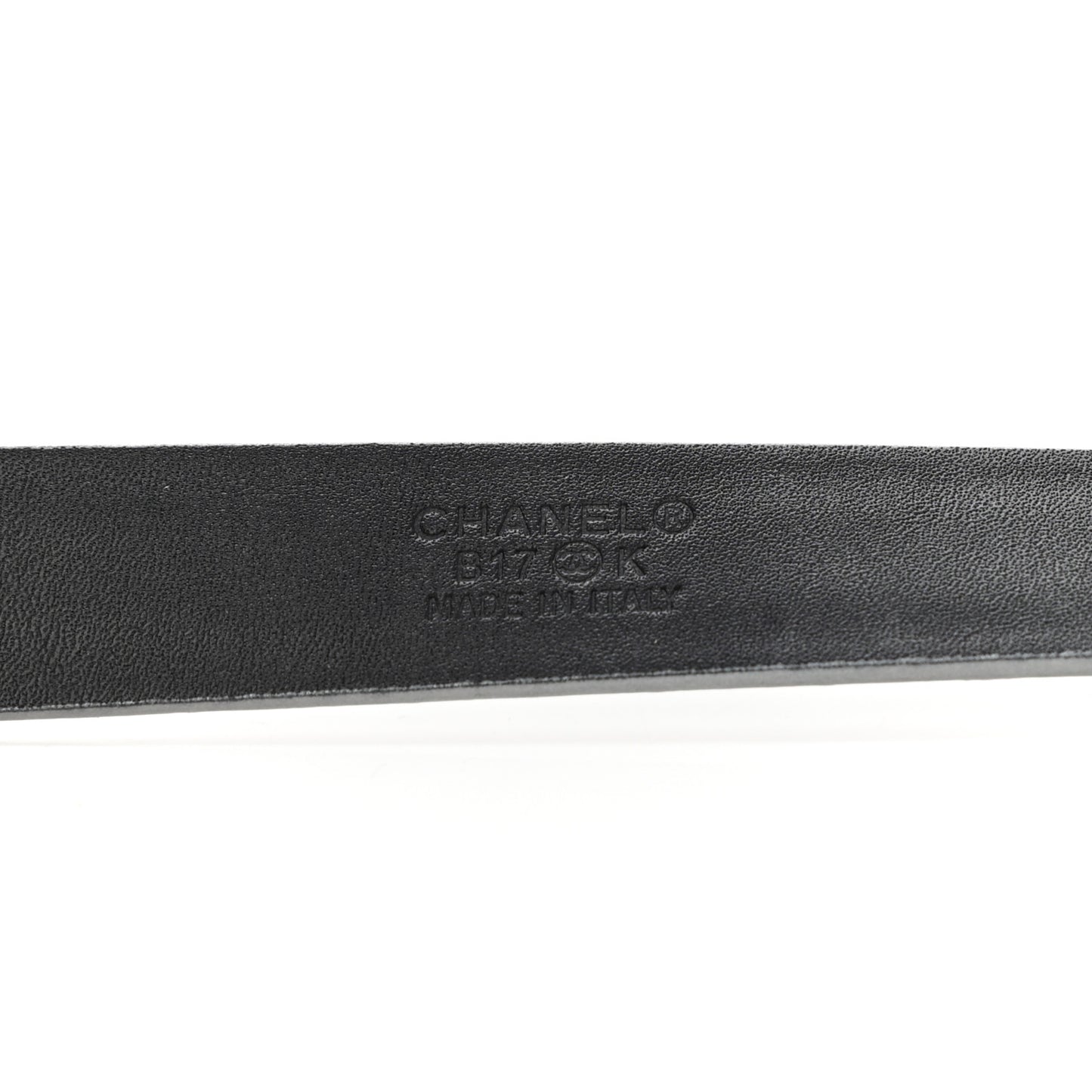 Glitter Calfskin CC Logo Skinny Belt 70 28 Silver