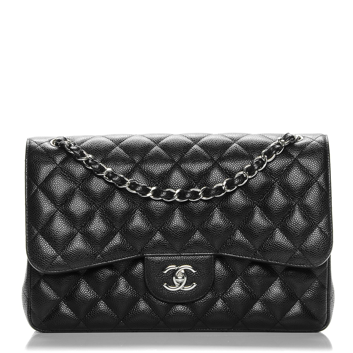 Caviar Quilted Jumbo Double Flap Black