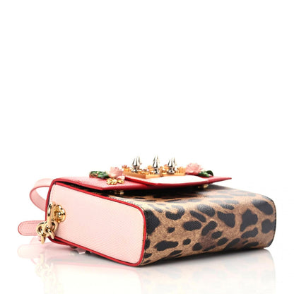 Dolce & Gabbana Dauphine Leopard Print Lizard Crystal Embellished DG Millennials Mini Crossbody Bag Multicolor 4 of 9