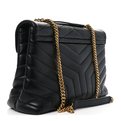 Saint Laurent Calfskin Y Quilted Monogram Medium Loulou Chain Satchel Black 5 of 18