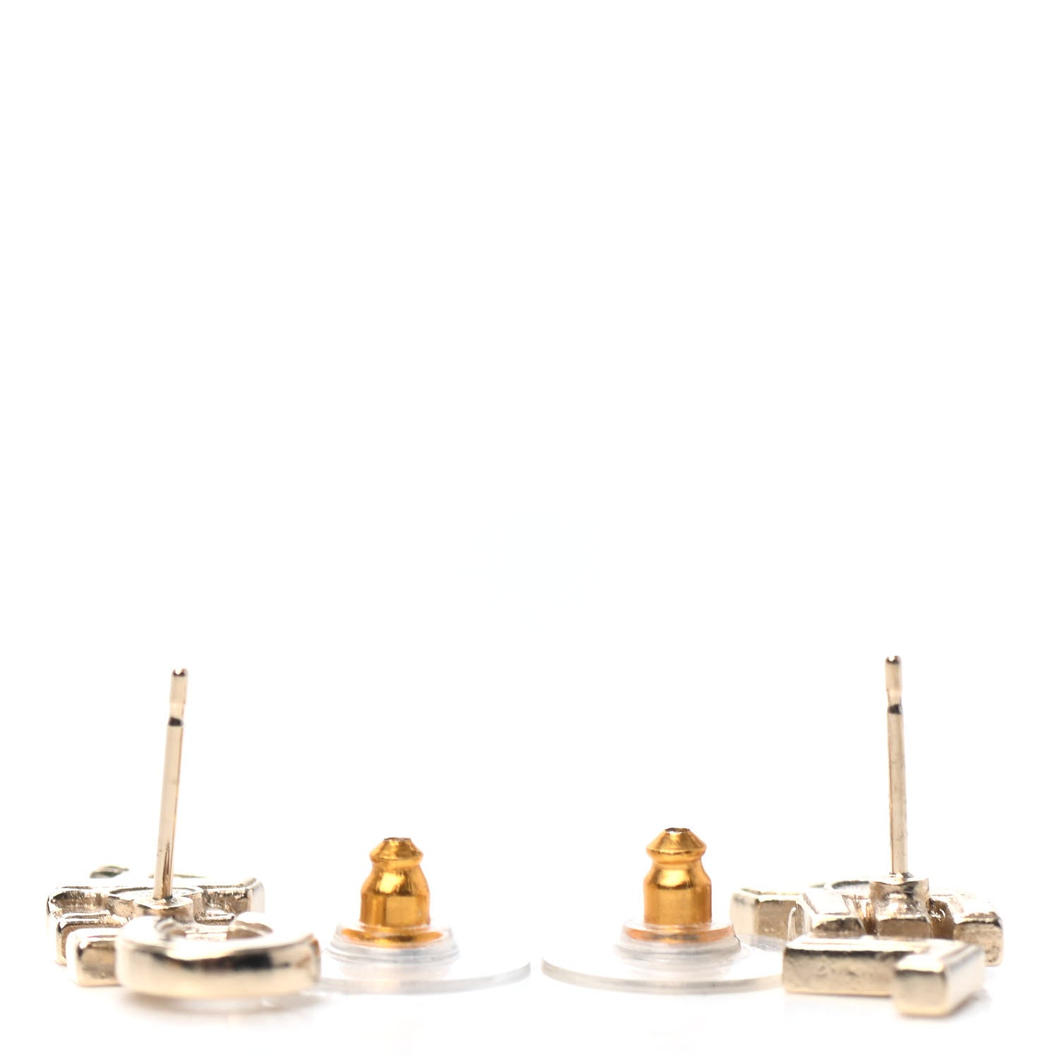 Chanel Crystal Pearl Signature Stud Earrings Gold 3 of 4