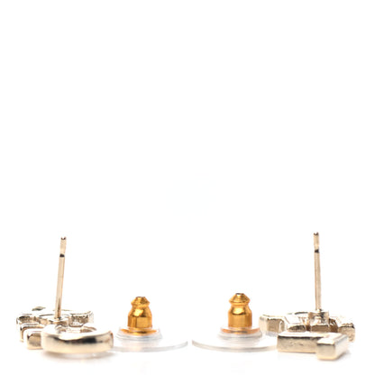 Chanel Crystal Pearl Signature Stud Earrings Gold 3 of 4