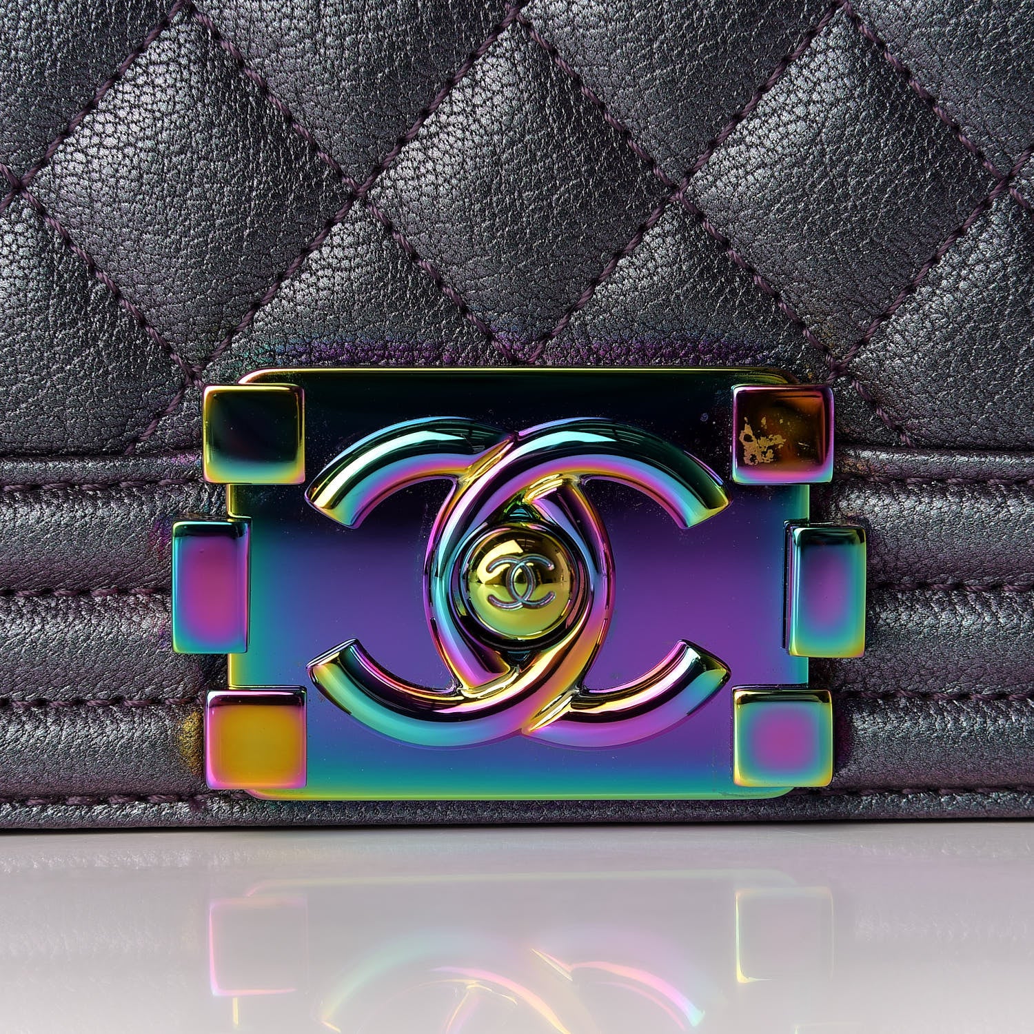Chanel Iridescent Goatskin Quilted Small Boy Flap Purple 11 of 12