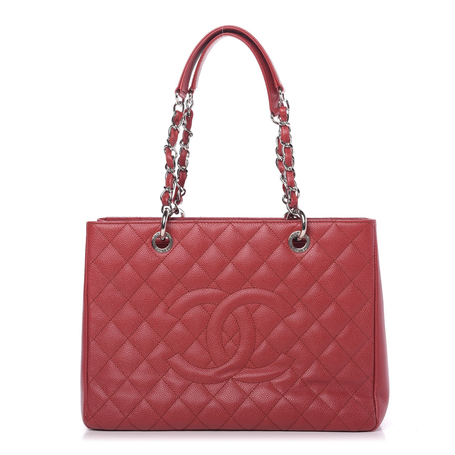 Chanel Caviar Quilted Grand Shopping Tote GST Red 1 of 9