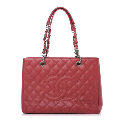 Chanel Caviar Quilted Grand Shopping Tote GST Red 1 of 9
