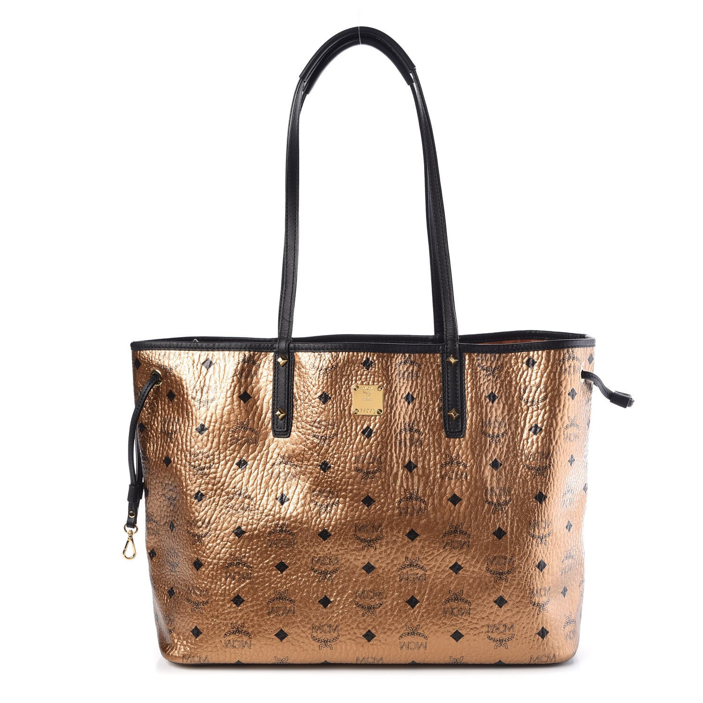 Metallic Visetos Medium Shopper Tote Gold