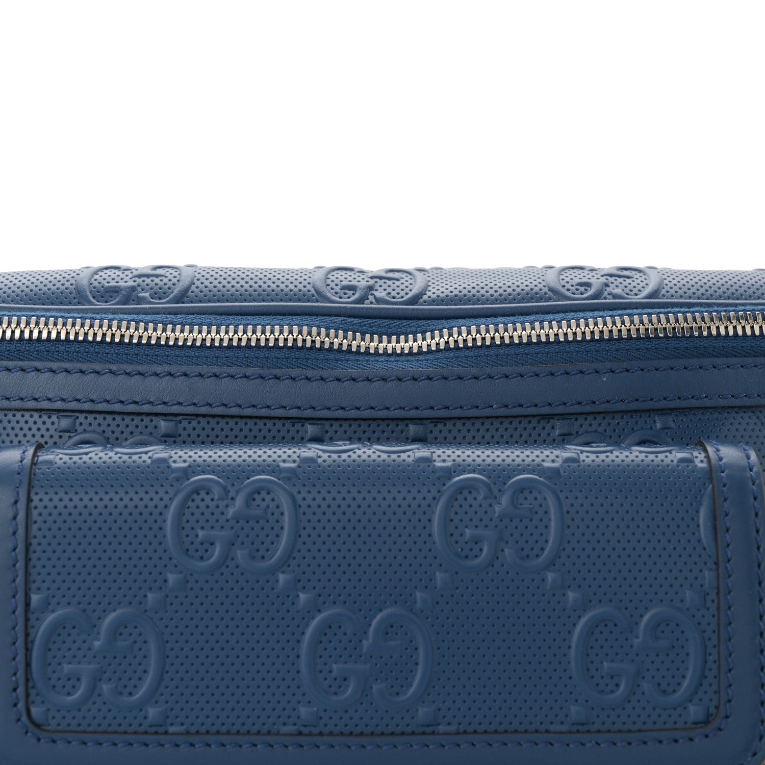 Gucci Calfskin GG Tennis Embossed Pocket Belt Bag 90 Intense Metal Blue 8 of 10