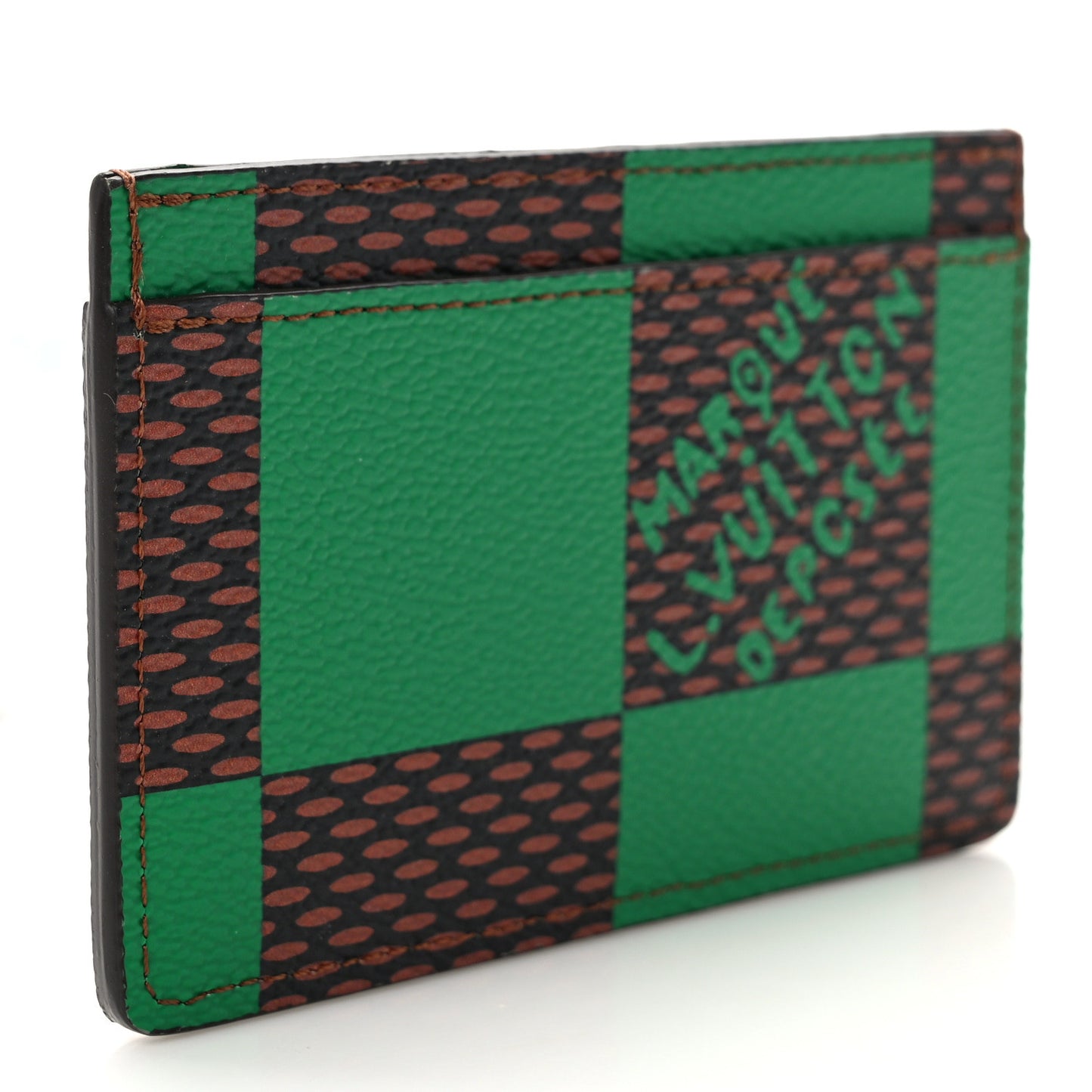 Damier Pop Porte Cartes Simple Card Holder Green