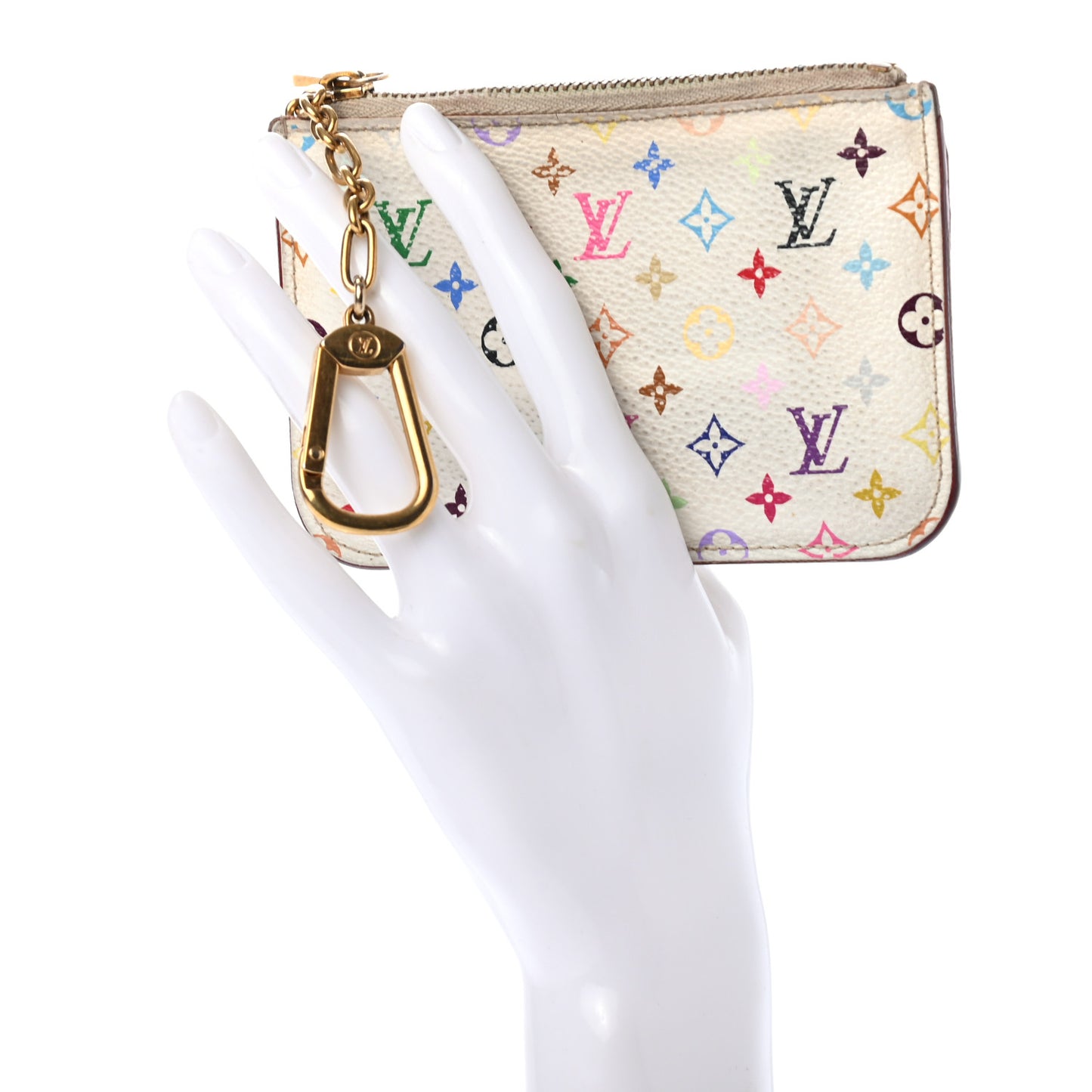 Monogram Multicolor Key Pouch White Litchi