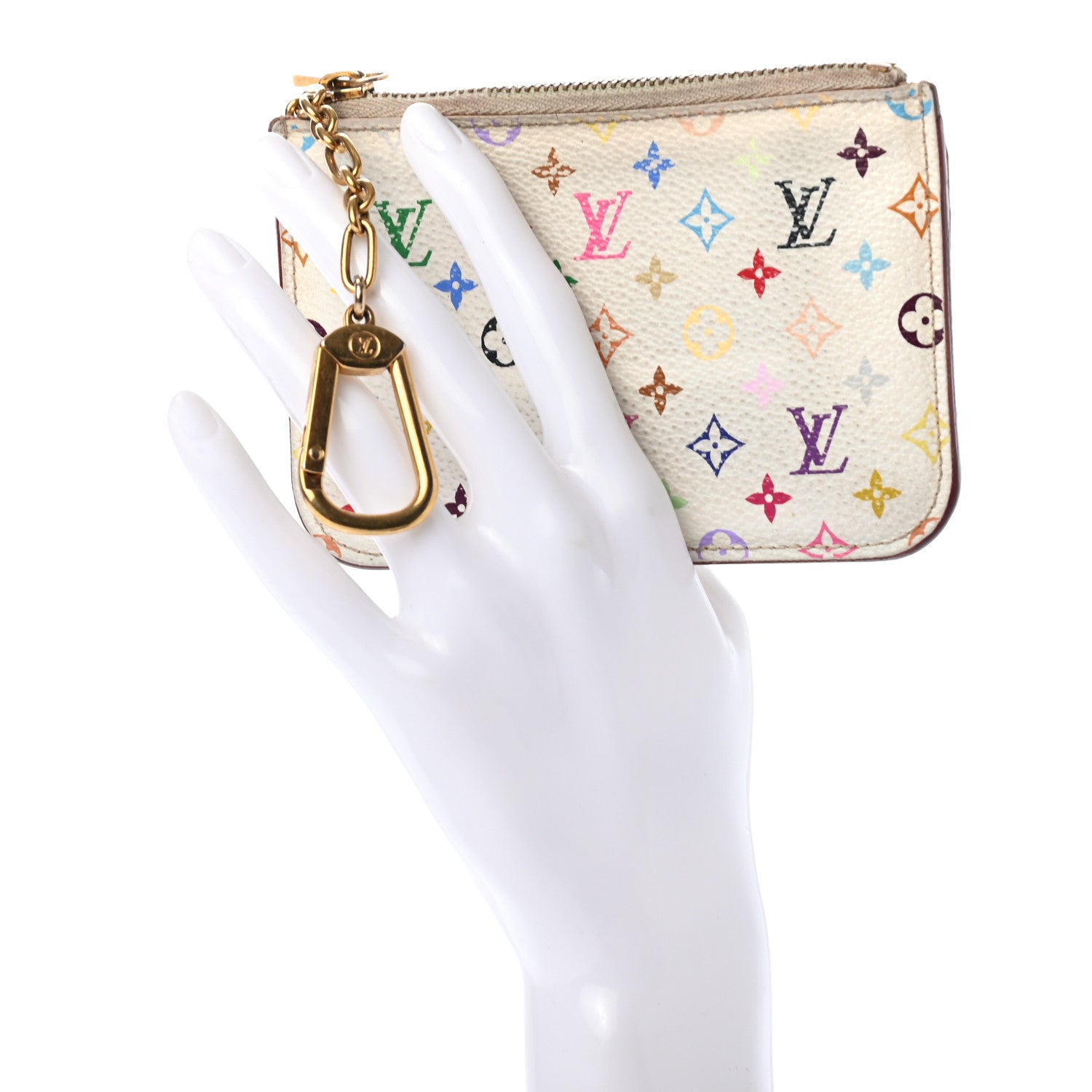 Louis Vuitton Monogram Multicolor Key Pouch White Litchi 2 of 7