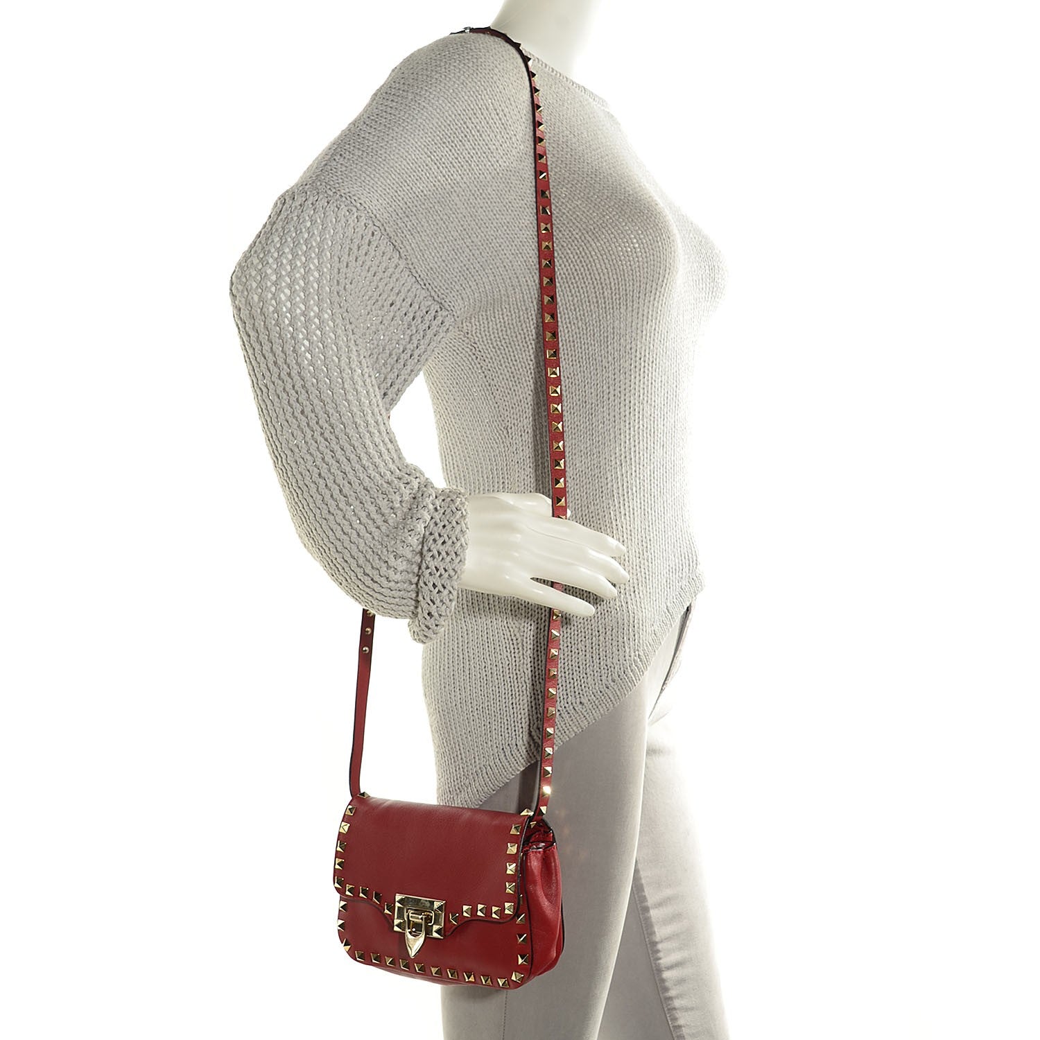 Valentino Garavani Vitello Mini Rockstud Flap Saddle Crossbody Bag Rosso Valentino 2 of 7