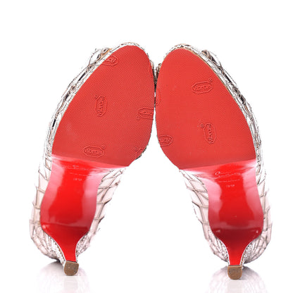 Christian Louboutin Crepe Satin Sequins Sobek 140 Pumps 39 Tourterelle 5 of 17