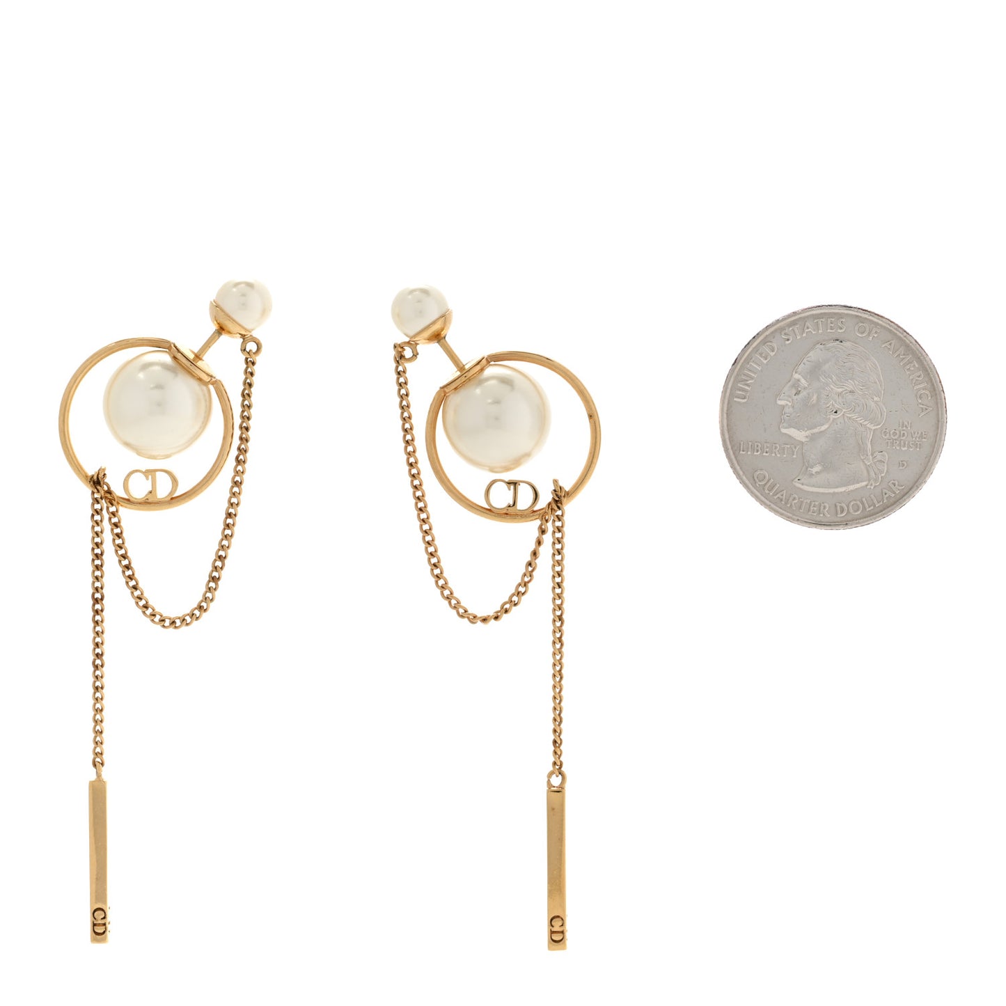 Pearl Tribales Dangle Chain Earrings Gold