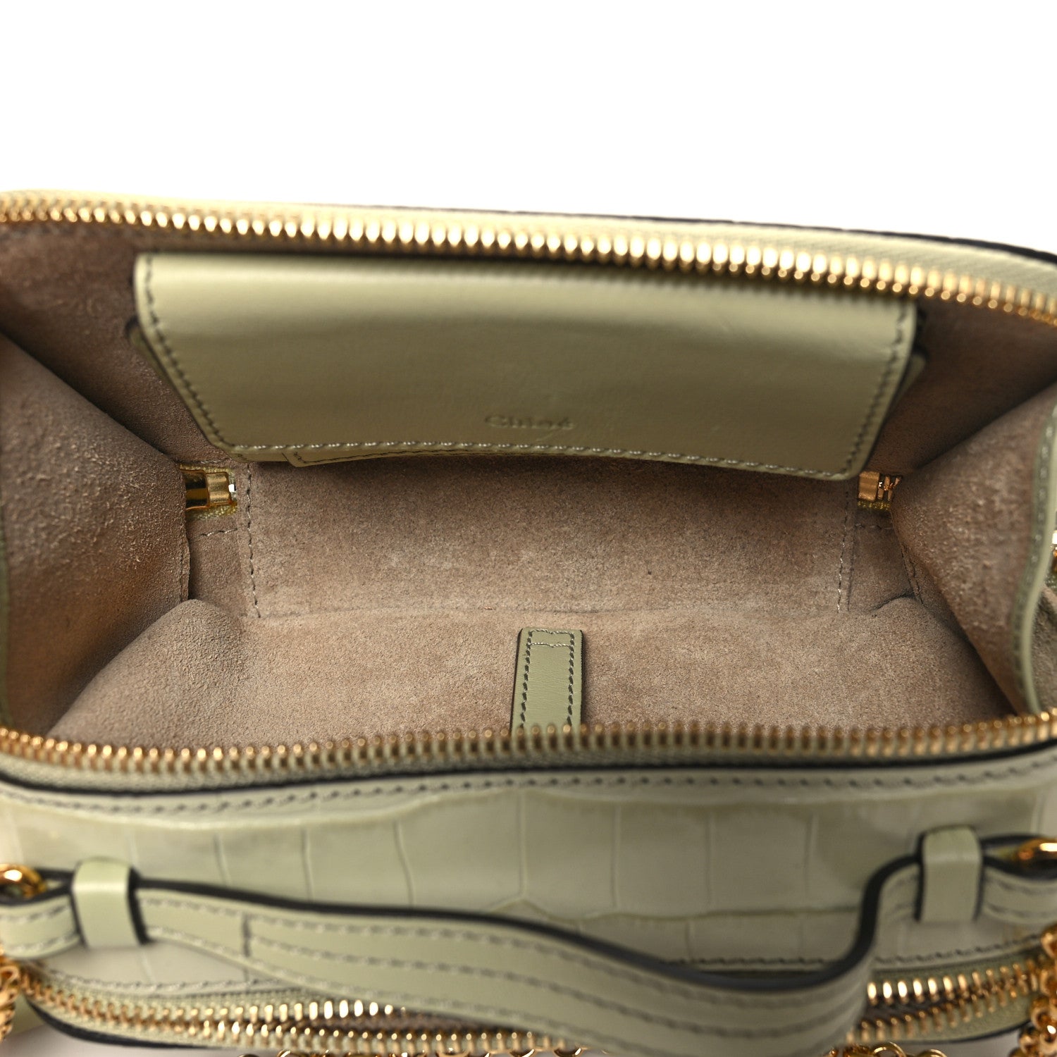 Chloe Calfskin Crocodile Embossed Mini C Vanity Bag Light Eucalyptus 5 of 10