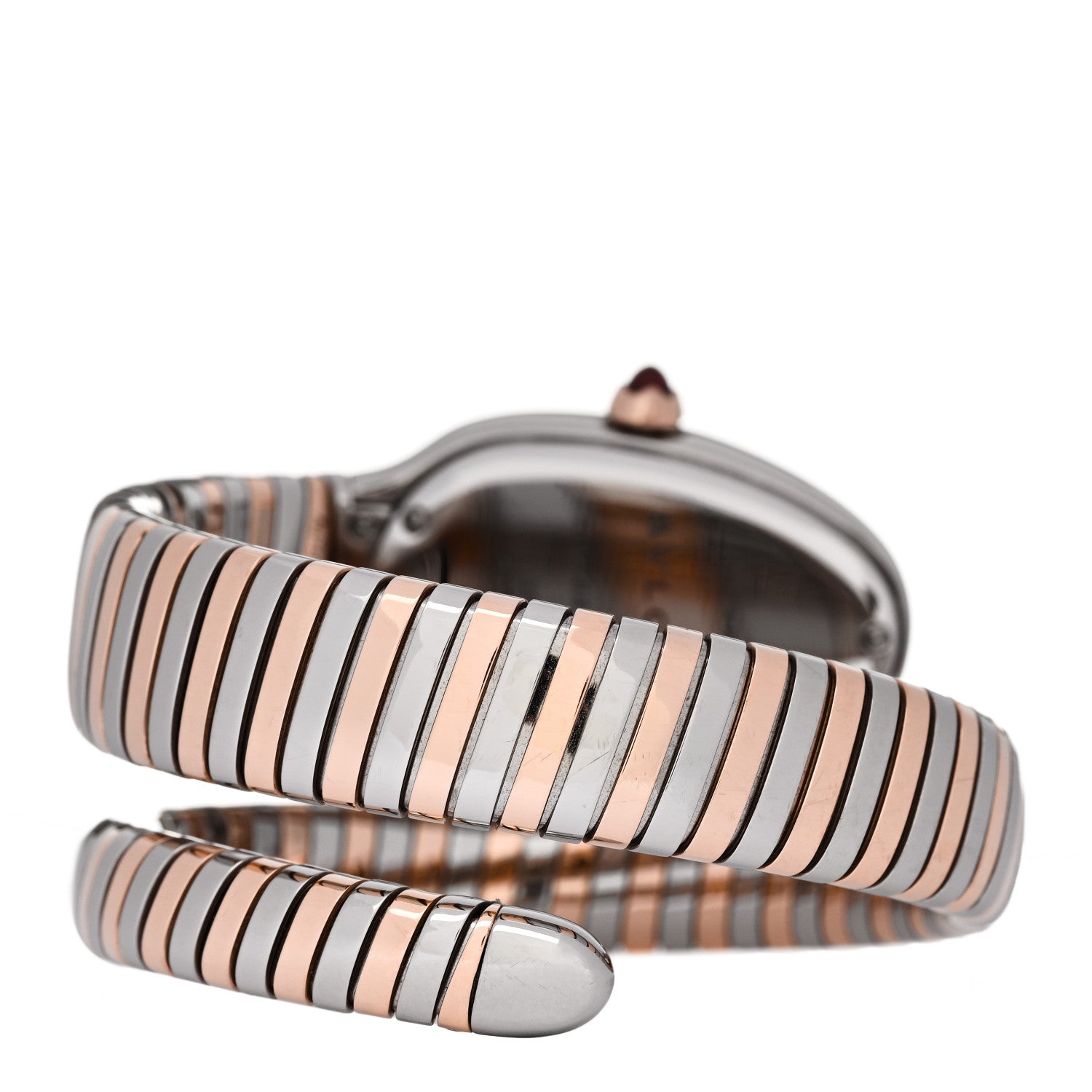 Bulgari Stainless Steel 18K Rose Gold Diamond Bezel 35mm Serpenti Tubogas Quartz Watch Black 3 of 5