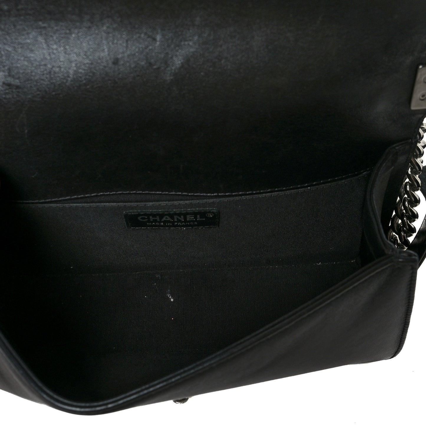 Lambskin Chevron Quilted Medium Boy Flap Black
