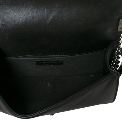 Chanel Lambskin Chevron Quilted Medium Boy Flap Black 5 of 12