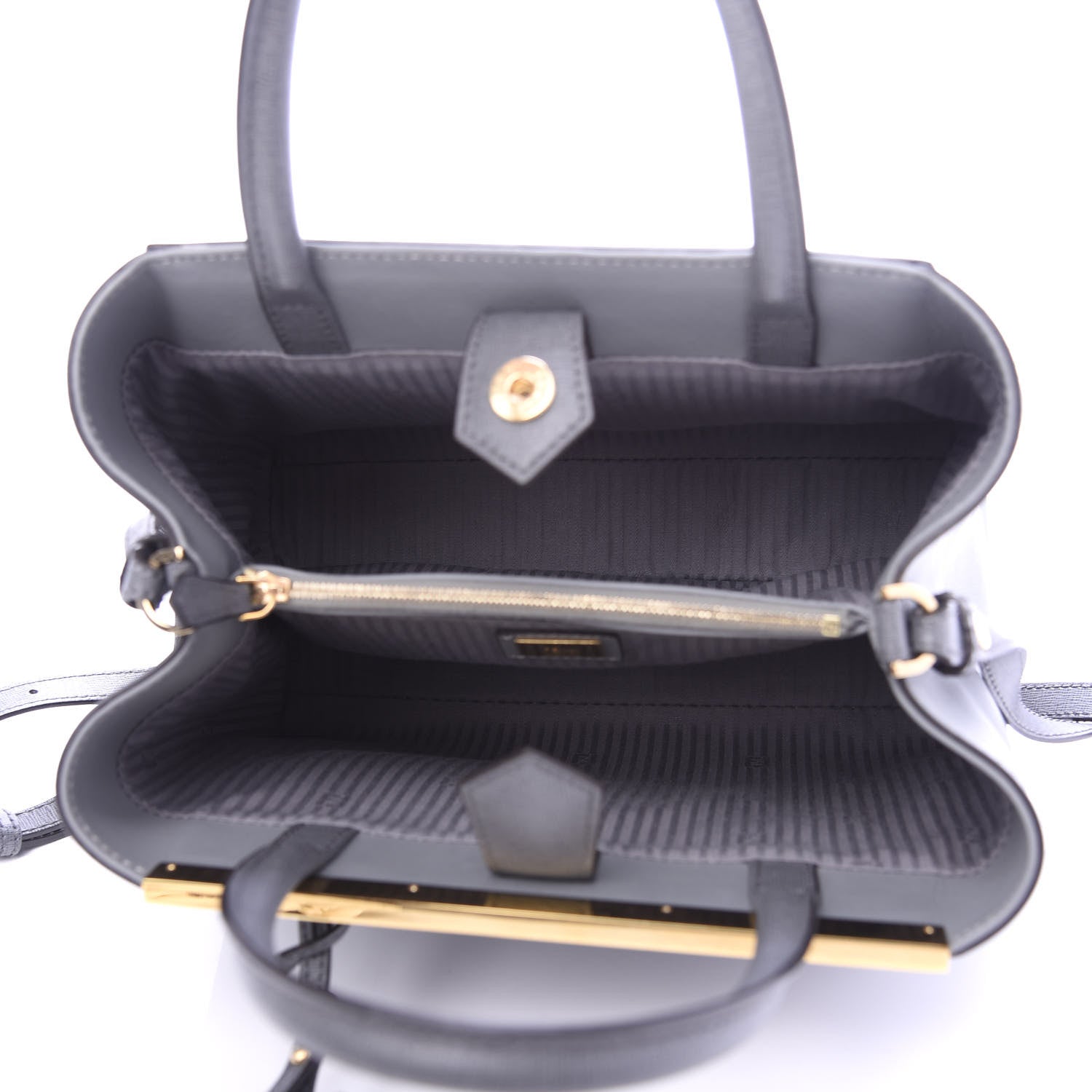 Fendi Vitello Elite Petite 2Jours Tote Grigio Grigio Chiaro 5 of 9