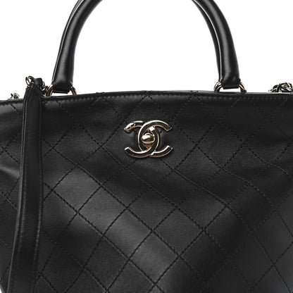 Chanel Lambskin Stitched Small Shopping Tote Black 10 of 11