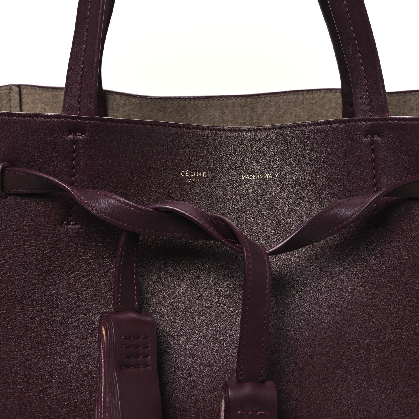 Smooth Calfskin Small Tassel Cabas Phantom Burgundy