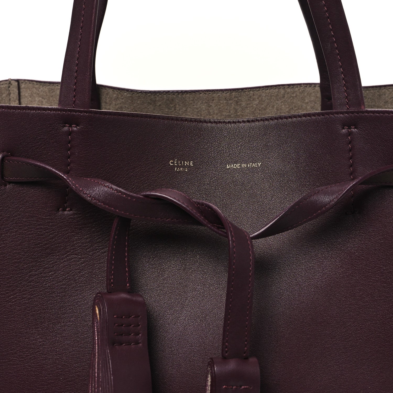 Celine Smooth Calfskin Small Tassel Cabas Phantom Burgundy 7 of 11