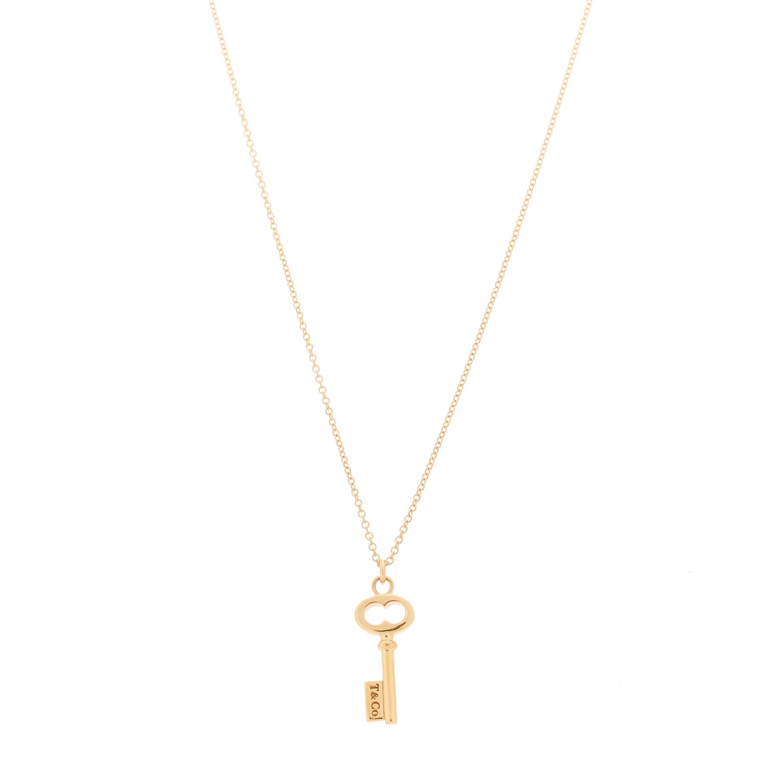 Tiffany 18K Rose Gold Mini Oval Key Pendant Necklace 1766495