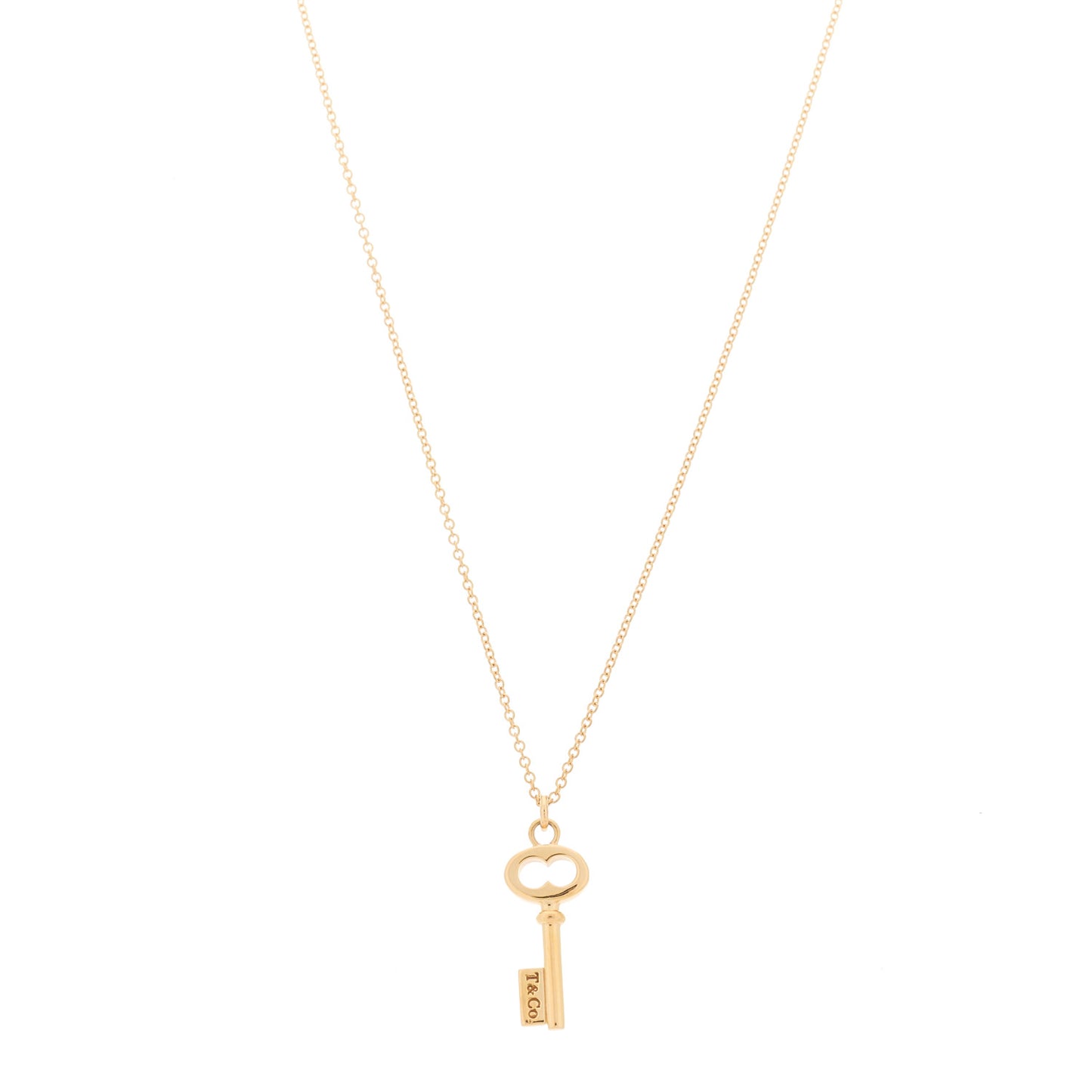 18K Rose Gold Mini Oval Key Pendant Necklace