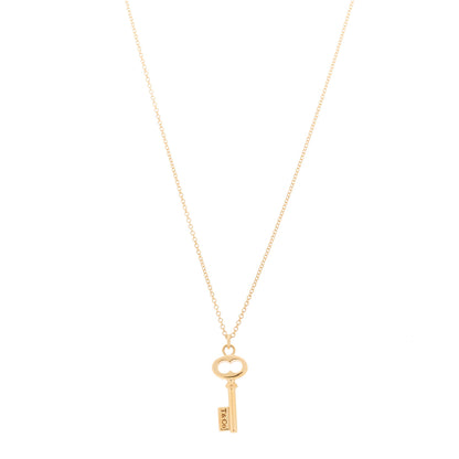 Tiffany 18K Rose Gold Mini Oval Key Pendant Necklace 1 of 7