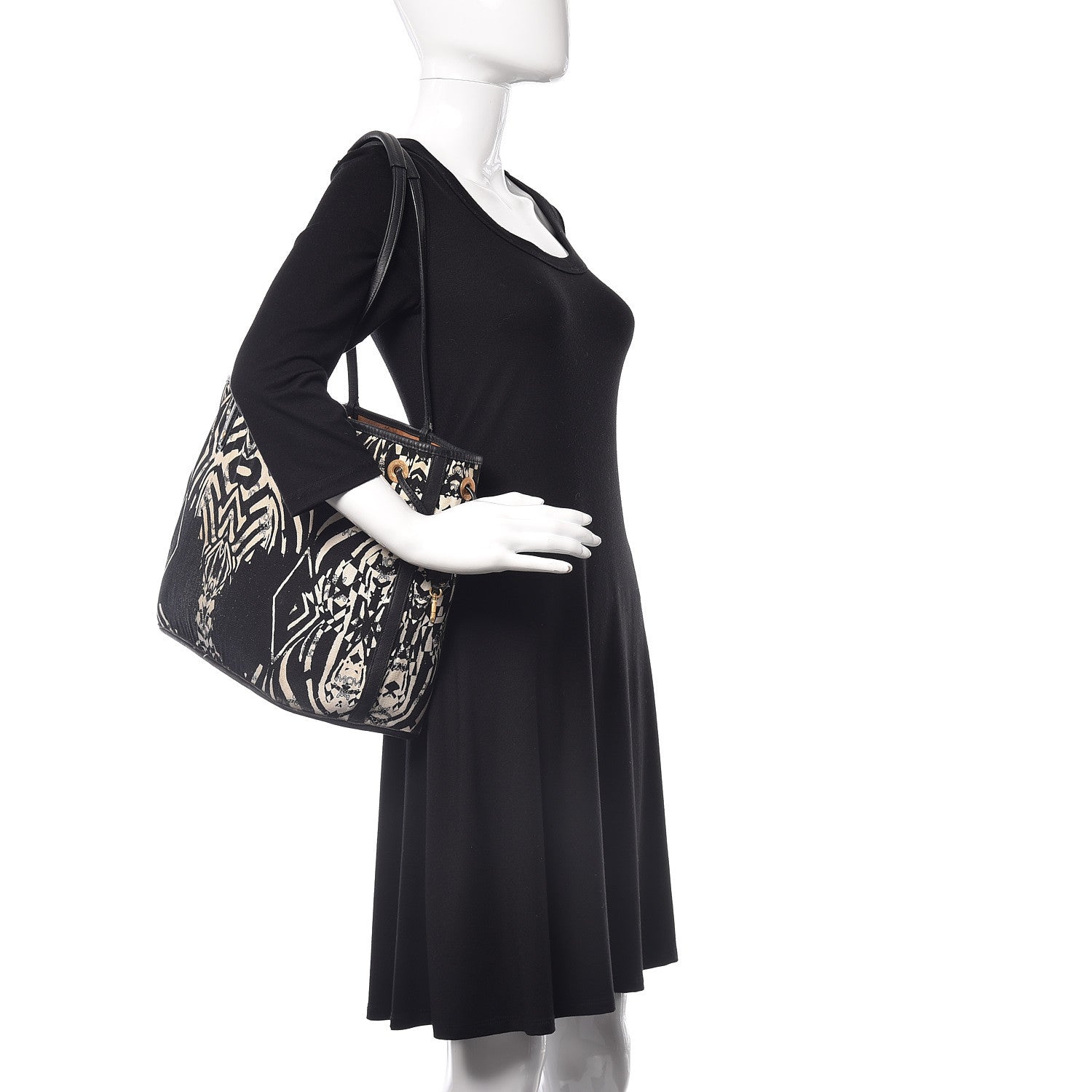 MCM Visetos Medium Anya Shopping Tote Cognac Black 3 of 37