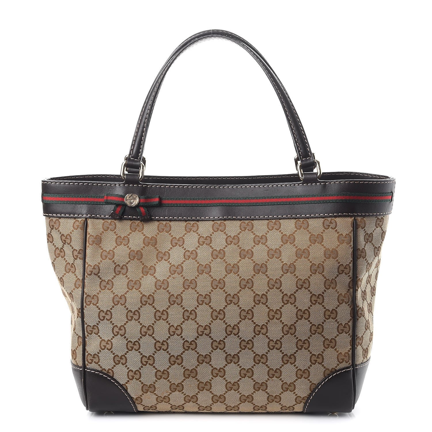Gucci Monogram Web Medium Mayfair Tote Dark Brown 1 of 12