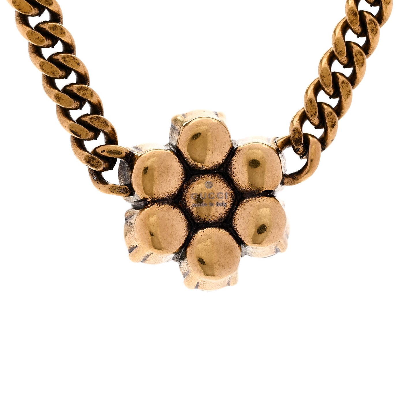 Metal Crystal Double G Necklace Aged Gold