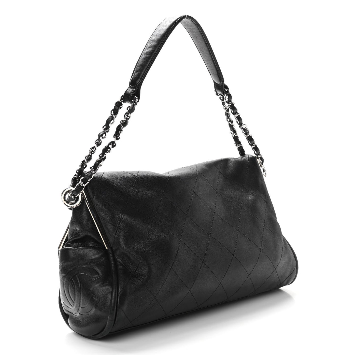 Lambskin Stitched Medium Ultimate Soft Tote Black