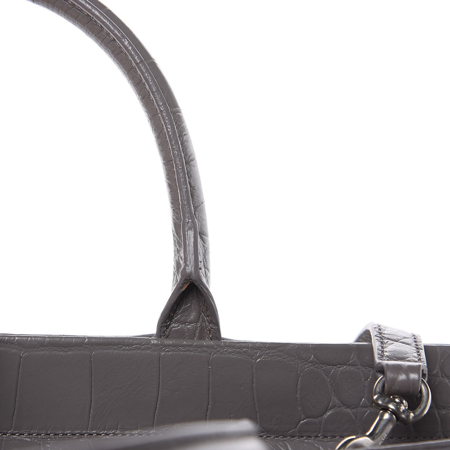 Saint Laurent Calfskin Crocodile Embossed Medium Cabas Rive Gauche Fog 14 of 17