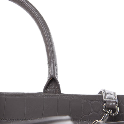 Saint Laurent Calfskin Crocodile Embossed Medium Cabas Rive Gauche Fog 14 of 17