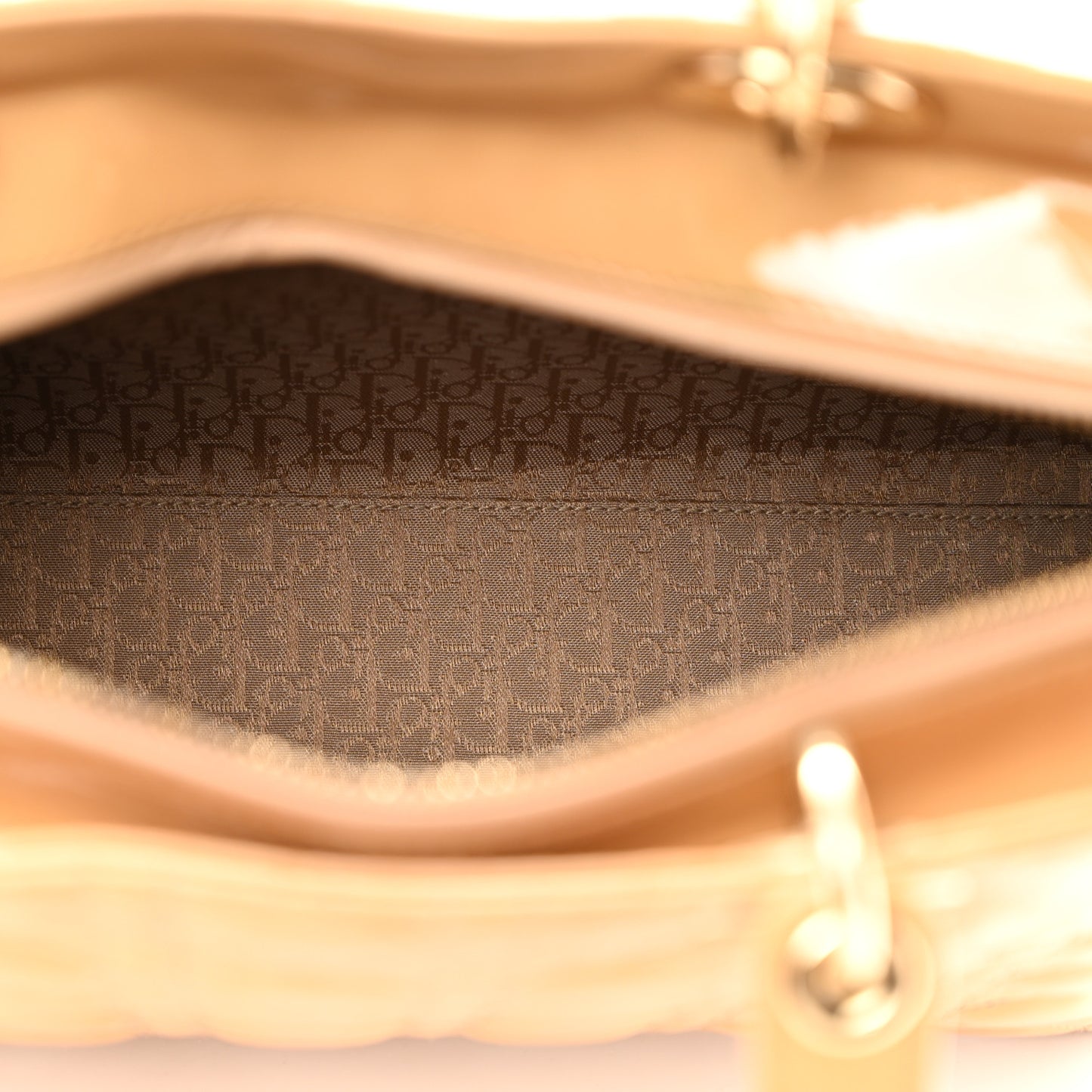 Patent Cannage Large Lady Dior Beige