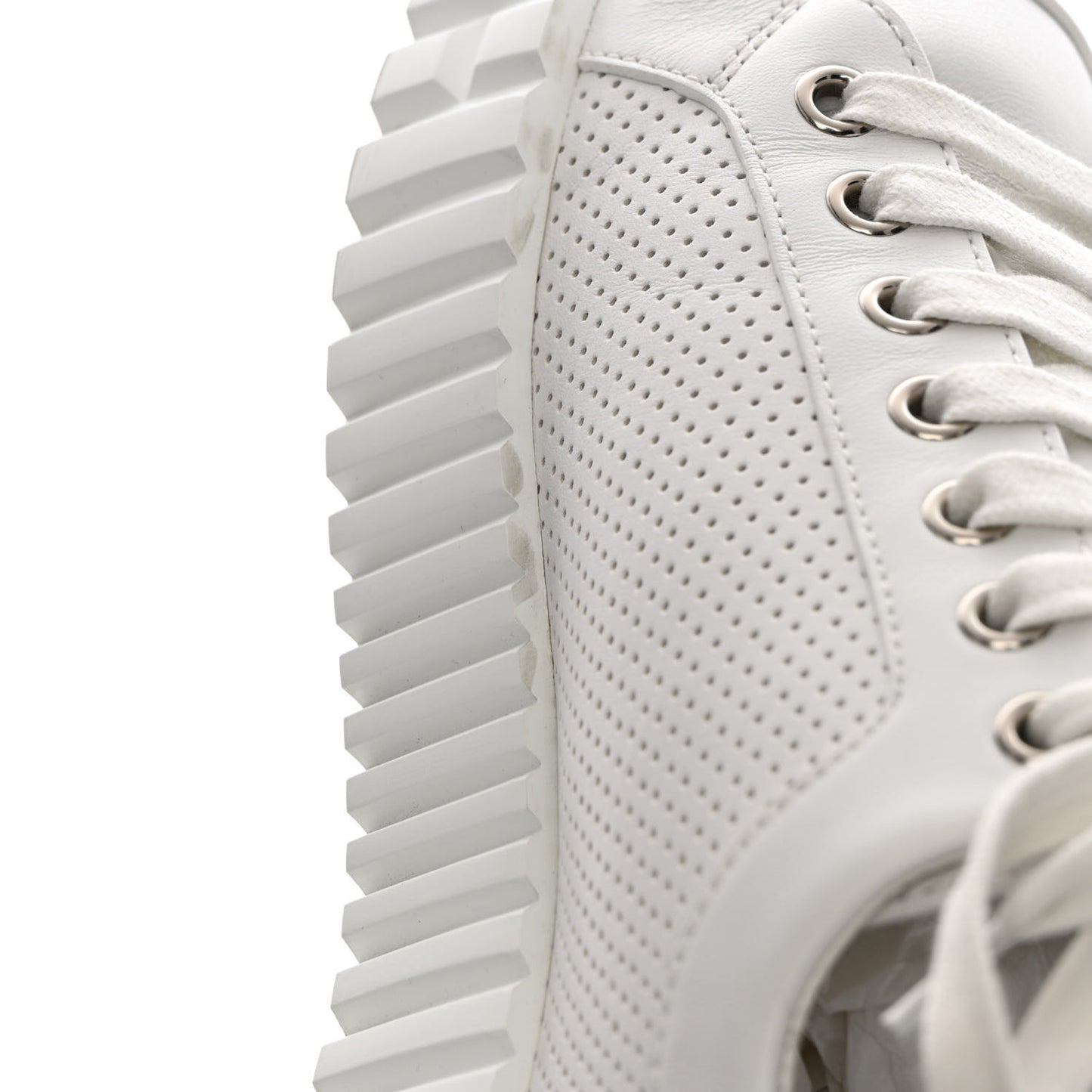 Perforated Calfskin Cross Sneakers 36 White