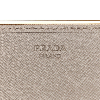 Prada Saffiano Metal Bar Continental Flap Wallet Argila 6 of 14