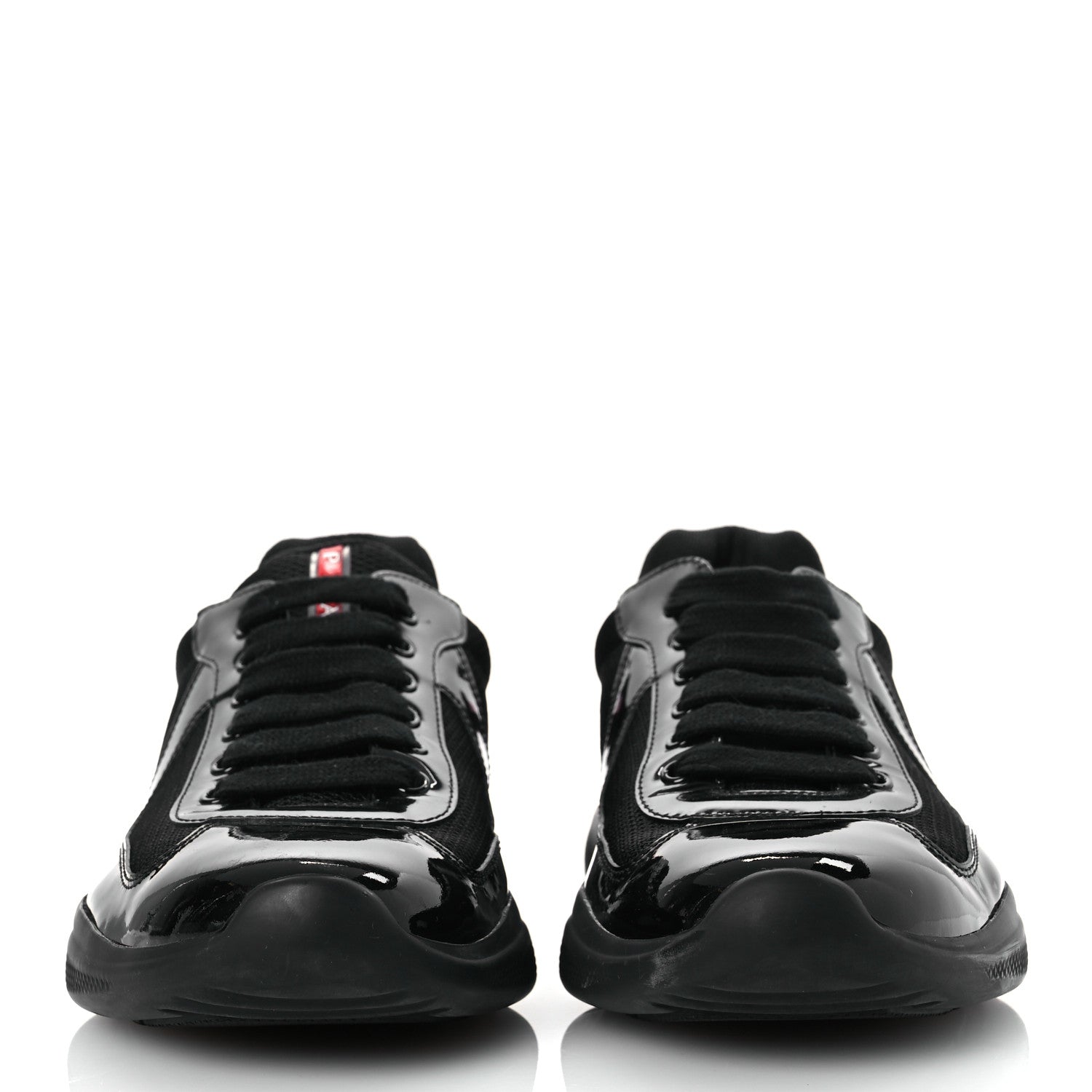 Prada Patent Mens America's Cup Patchwork Sneakers 8 Black Red 3 of 12