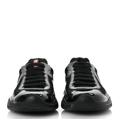 Prada Patent Mens America's Cup Patchwork Sneakers 8 Black Red 3 of 12