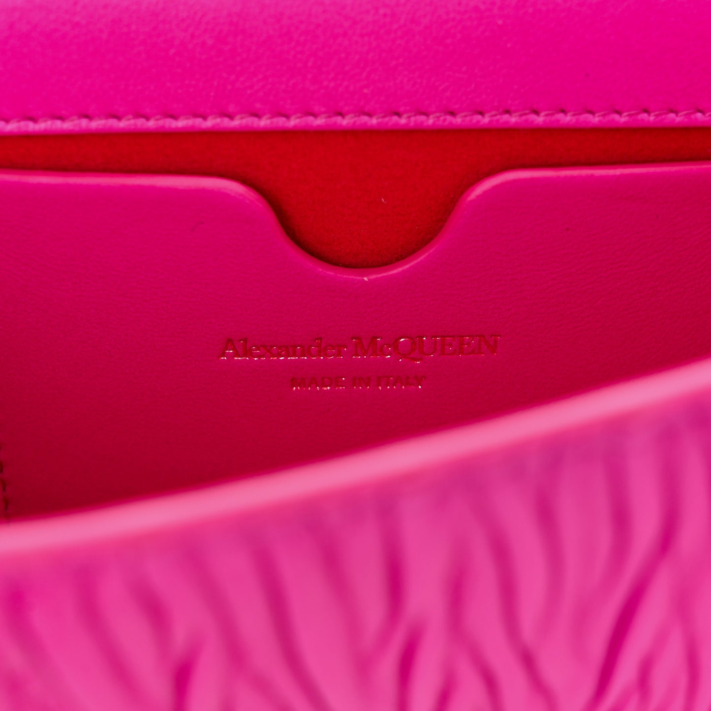 Lambskin Pleated Knuckle Shoulder Bag Fuchsia