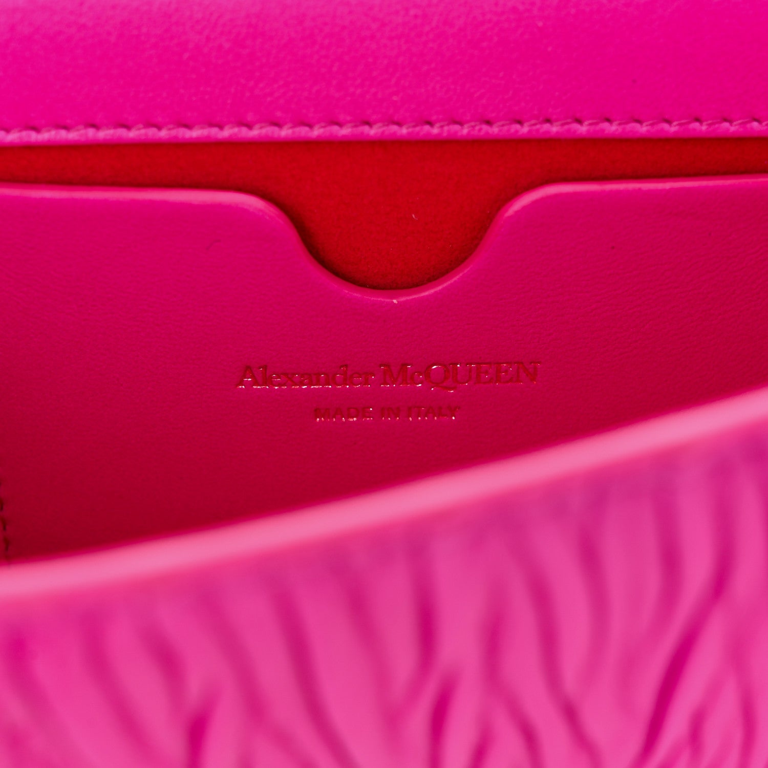 Alexander McQueen Lambskin Pleated Knuckle Shoulder Bag Fuchsia 6 of 10