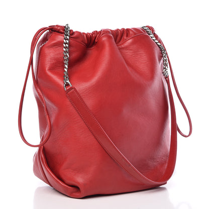 Saint Laurent Lambskin Teddy Drawstring Bag Eros Red 4 of 14